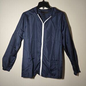 Triumph Over Tragedy Mens M Blue Windbreaker Jacket  With Pockets  Hoodie